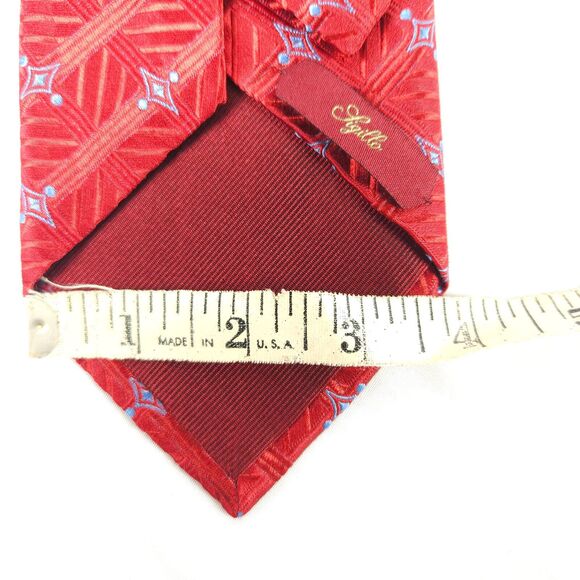 Villa Bolgheri Italia Red Geometric Shape Silk Tie 59" x 3.75" Made in Italy - Picture 7 of 8